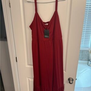 Women's Burgundy Maxi Dress with Adjustable Straps